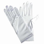 9" adult satin wedding glove-2BL, WHITE