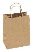 kraft paper shopping bag-250/pk, 5 1/2 x 3 1/4 x 12 1/2"