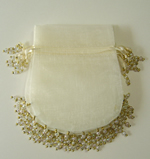 4-1/2x5-1/4" BEADED organza bag-24/pk, IVORY