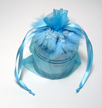 5x6-1/2" FEATHER organza bag-10/pk, LT BLUE