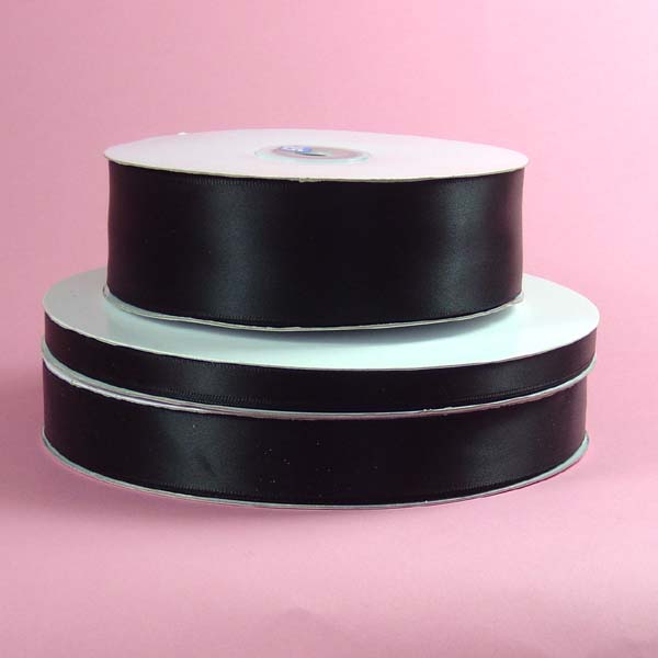 1/4" single faced satin ribbon-100yds/roll, BLACK