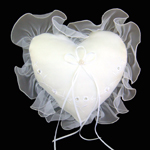 HEART SHAPED wedding ring pillow, WHITE