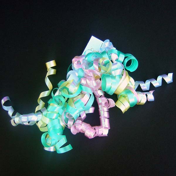 5" curly bow on hang tab-24bows/case, PASTELS