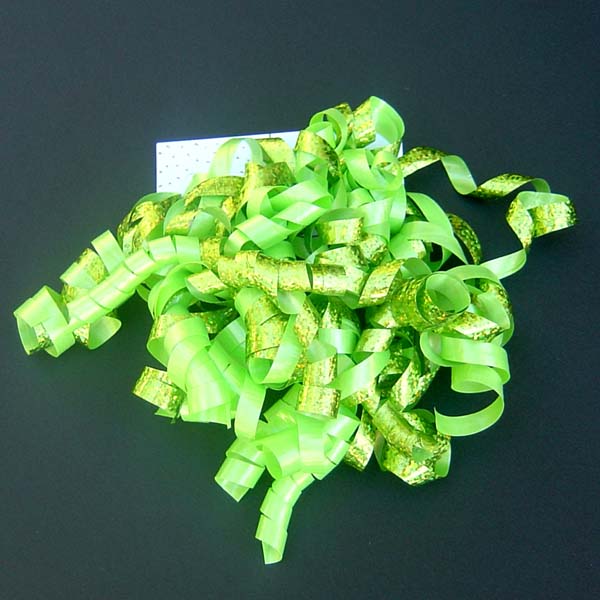 5" curly bow on hang tab-24bows/case, KIWI