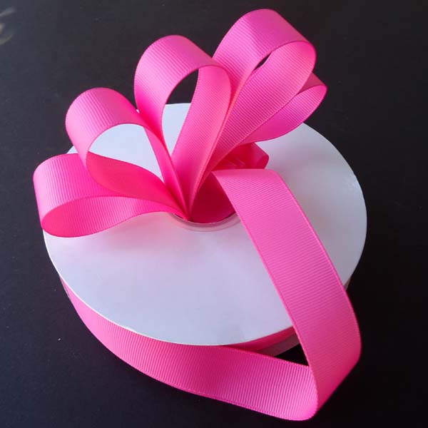 3/8" grosgrain ribbon-50yds/roll, HOT PINK
