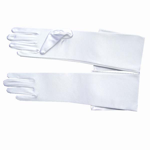 GLOVE-14" adult satin wedding glove-8BL, WHITE