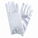 GLOVE-6" children satin wedding glove-2BL, WHITE