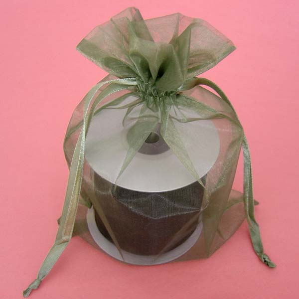 6.5x15" organza bag-10/pk, MOSS GREEN