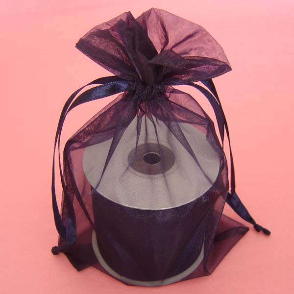 5.5x1.5x10.4" square bottom organza bag-10/pk, NAVY BLUE