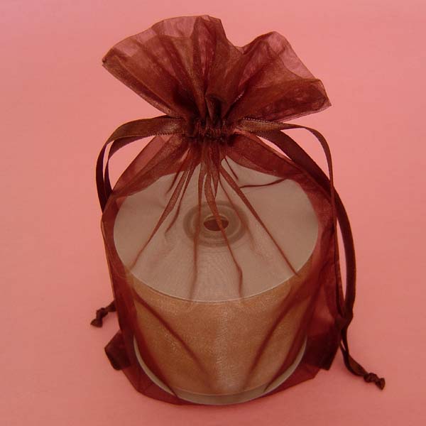 6.5x15" organza bag-10/pk, BROWN