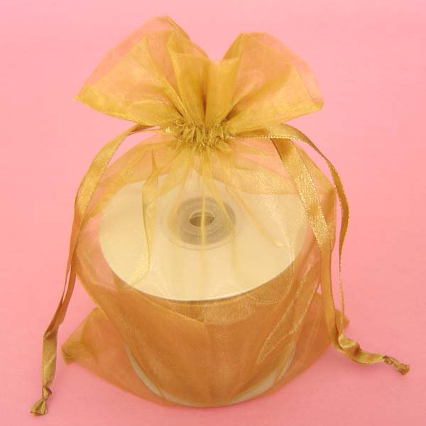 3x4" MINI PETAL organza bag-30/pk, OLD GOLD (with mini petal)