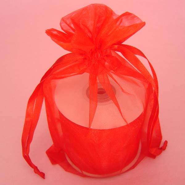 5.5x1.5x10.4" square bottom organza bag-10/pk, RED