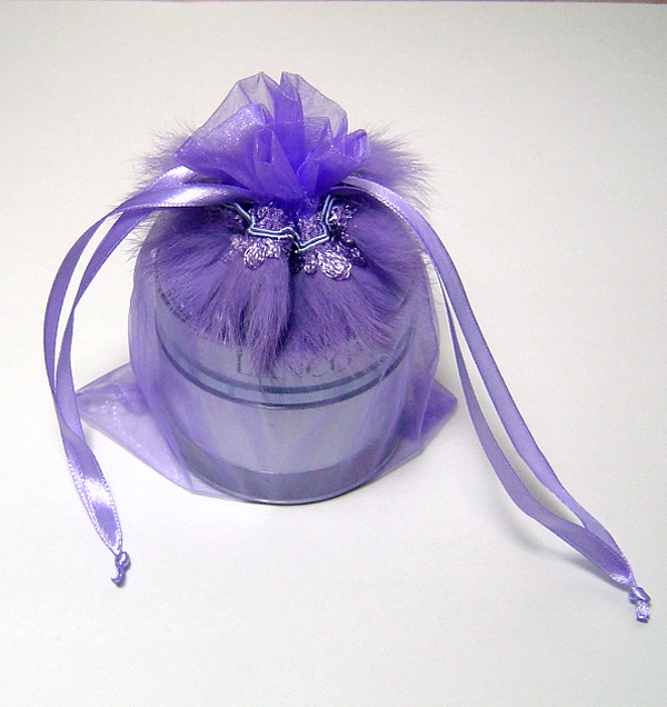 5x6-1/2" FEATHER organza bag-10/pk, LAVENDER