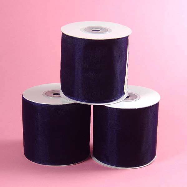 3/8" organza ribbon-25yds/roll, NAVY