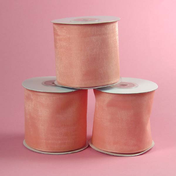 3/8" organza ribbon-25yds/roll, PEACH
