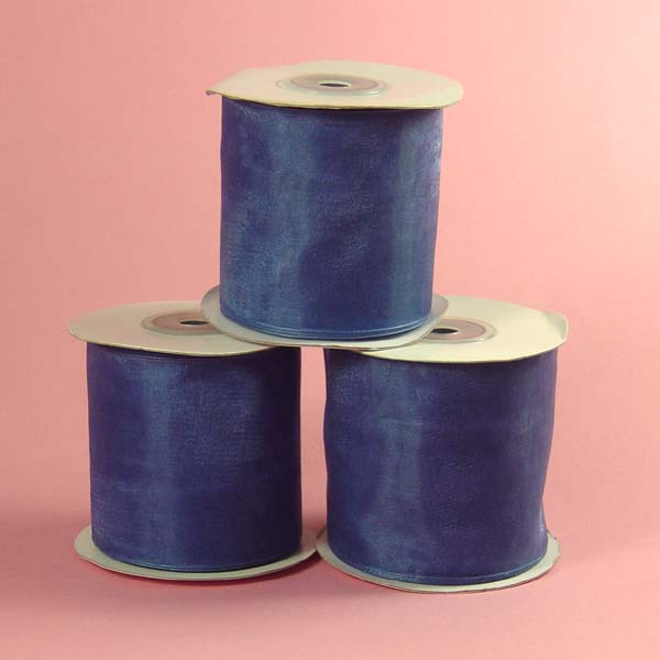 1/4" organza ribbon-25yds/roll, SMOKE BLUE