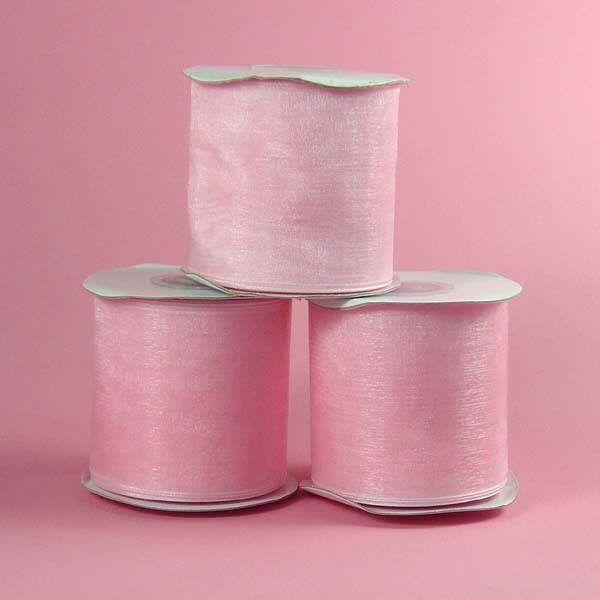 3/8" organza ribbon-25yds/roll, LT PINK