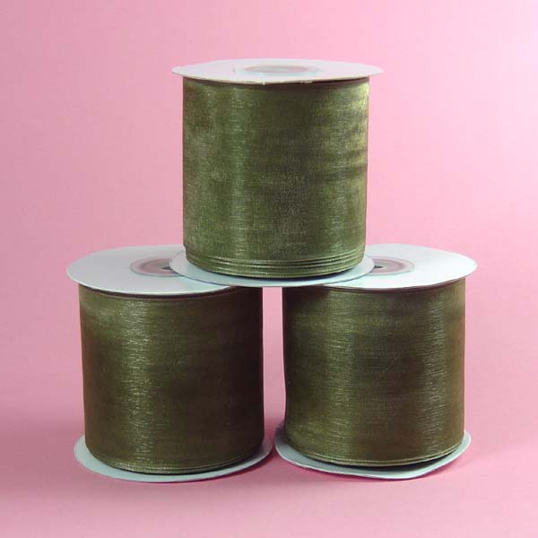 5/8" organza ribbon-25yds/roll, OLD WILLOW