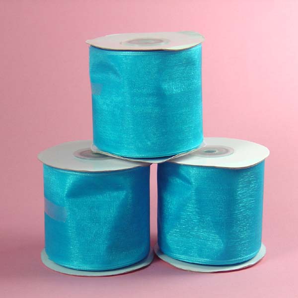 7/8" WIRED EDGE organza ribbon-25yds/roll, TURQUOISE