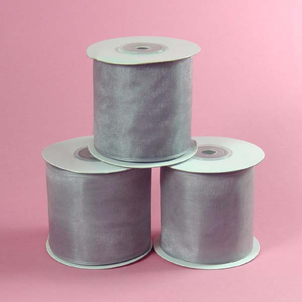 1-1/2" WIRED EDGE organza ribbon-25yds/roll, SILVER