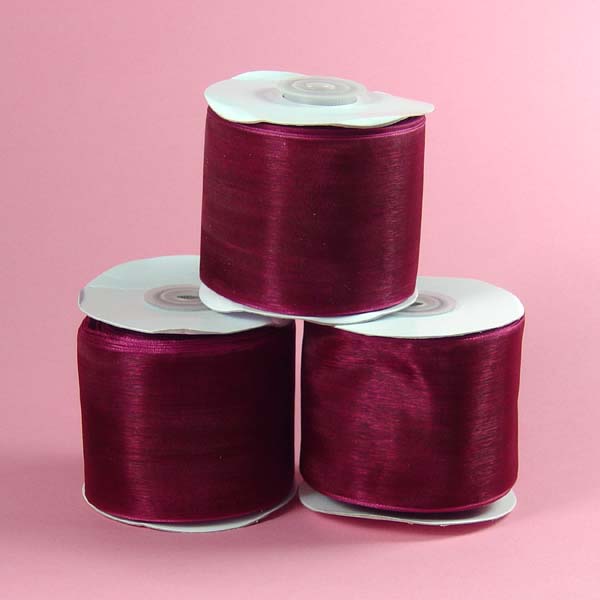 7/8" WIRED EDGE organza ribbon-25yds/roll, WINE