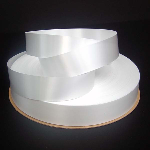 1-1/4" poly satin-finish ribbon-250yds/roll, WHITE