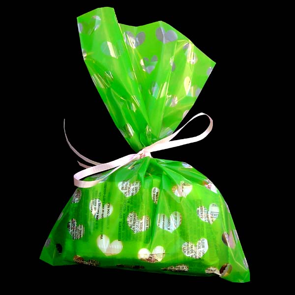 8x12" printed cello bag-100/pk, HEART-GREEN