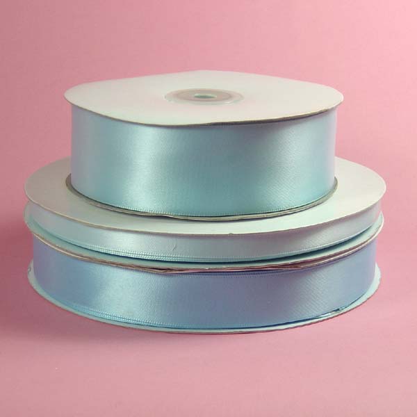 3/8" DOUBLE FACED satin ribbon-100yds/roll, LT BLUE