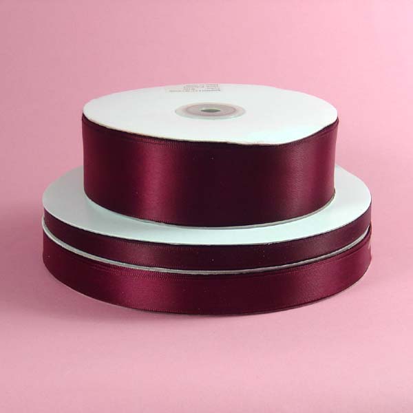 1/4" DOUBLE FACED satin ribbon-100yds/roll, WINE