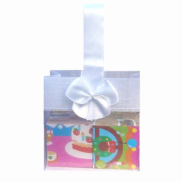3-1/2x3-1/2x2" MINI ORGANZA SHEER TOTE BAG TOTE-12/pk, WHITE