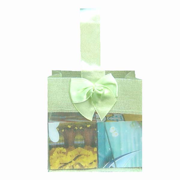 3-1/2x3-1/2x2" MINI ORGANZA SHEER TOTE BAG TOTE-12/pk, LIME