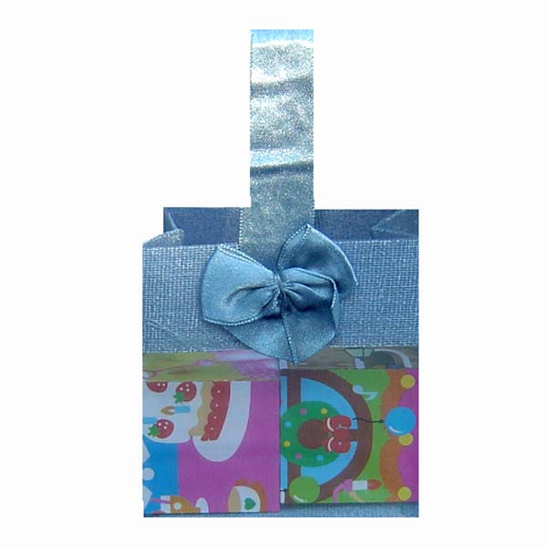 3-1/2x3-1/2x2" MINI ORGANZA SHEER TOTE BAG TOTE-12/pk, SMOKE BLUE