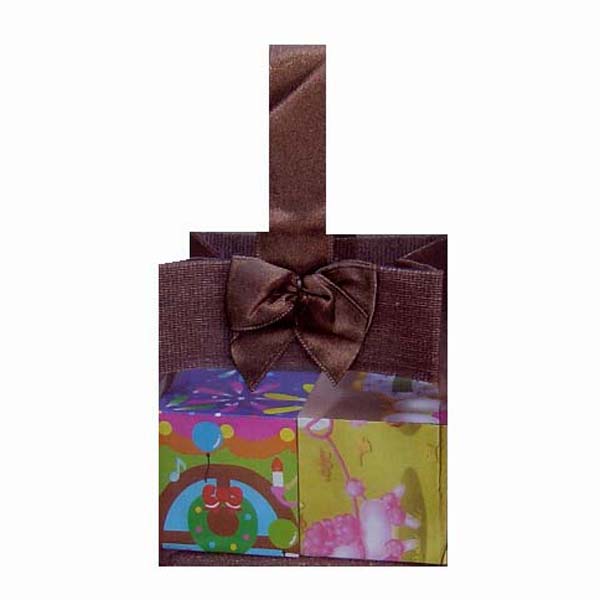 3-1/2x3-1/2x2" MINI ORGANZA SHEER TOTE BAG TOTE-12/pk, BROWN