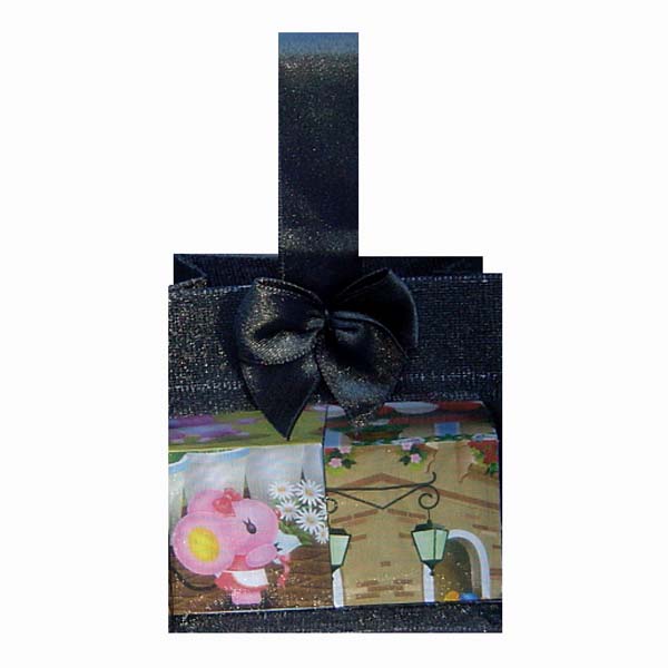 3-1/2x3-1/2x2" MINI ORGANZA SHEER TOTE BAG TOTE-12/pk, BLACK