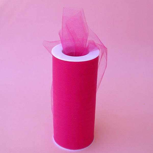 6" tulle fabric-25yds/spool, FUCHSIA