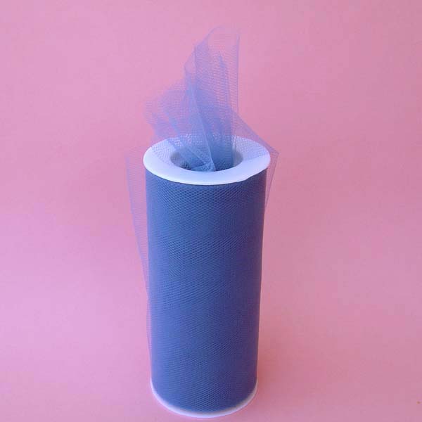 6" tulle fabric-25yds/spool, SMOKE BLUE