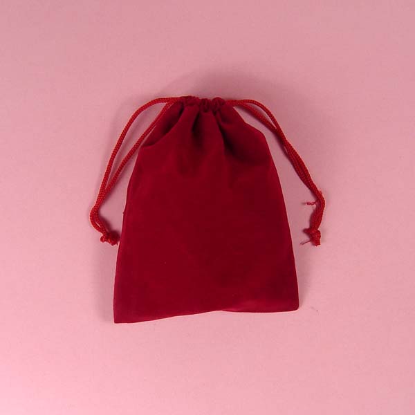 8-1/4x5x8" round bottom velour bag-12/pk, RED
