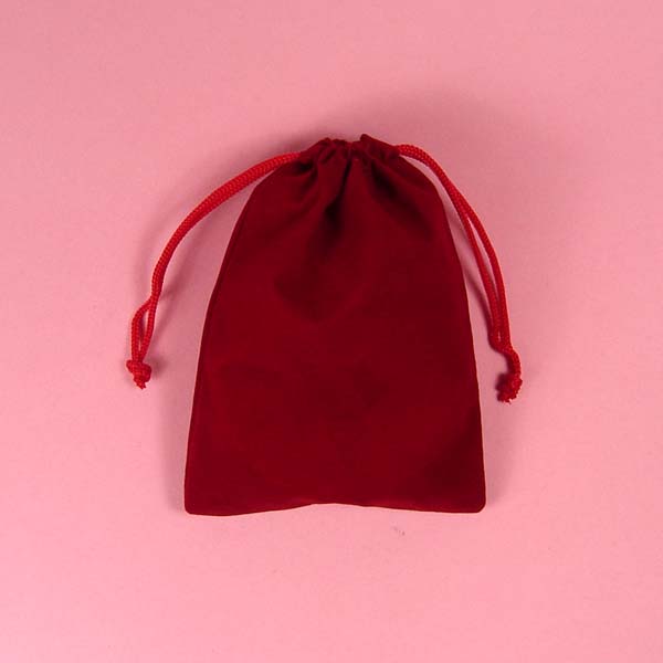 8-1/4x5x8" round bottom velour bag-12/pk, BURGUNDY