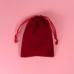8-1/4x5x8" round bottom velour bag-12/pk, BURGUNDY