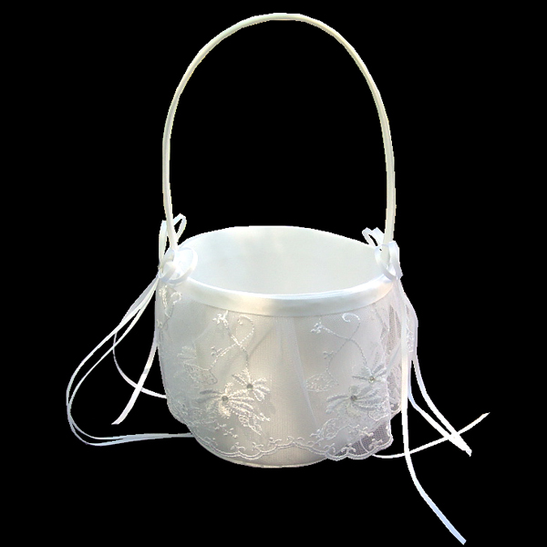 wedding flower basket, WHITE